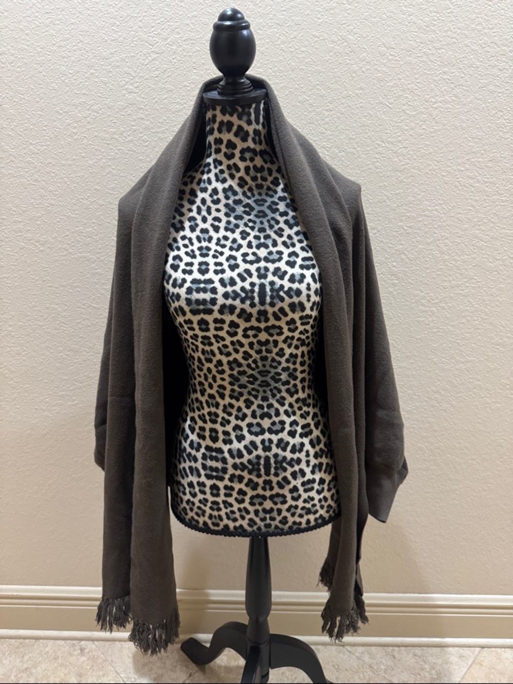 Women’s Dark Grey Draped Fringe Sweater